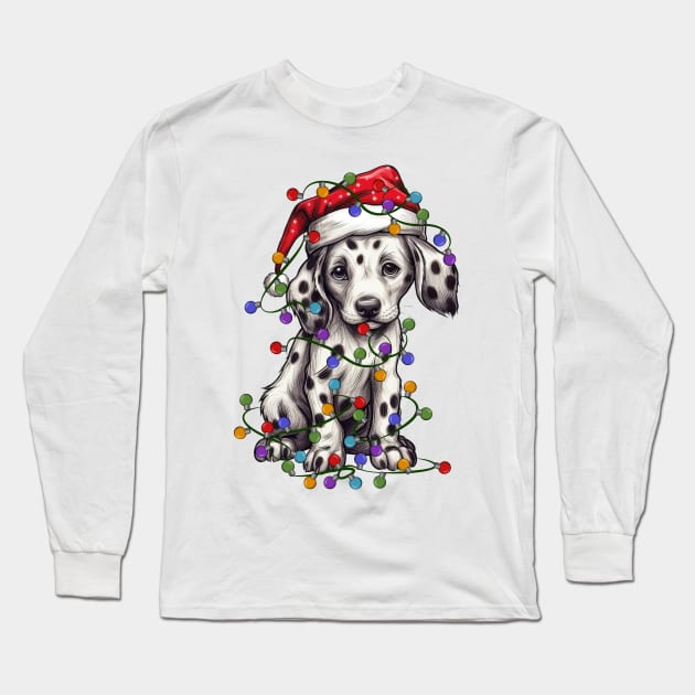 Christmas Puppy Long Sleeve T-Shirt by Chromatic Fusion Studio